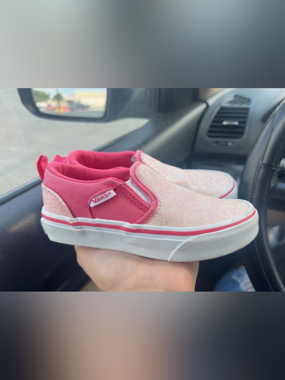 Vans Kids Pink Glitter Slip-On Sneakers